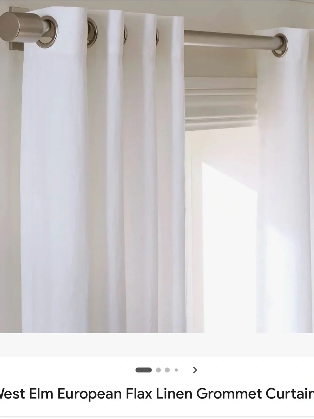 West Elm White Linen Grommet Curtains - Crisp White Panels - 96”